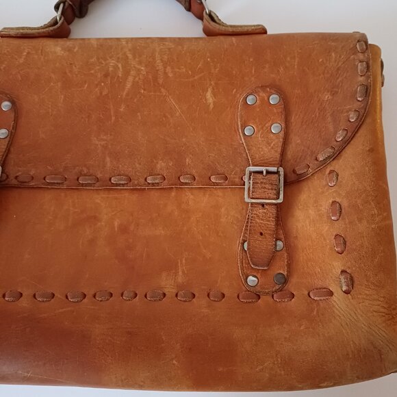 Vintage Montreal Atelier Hand Crafted Leather Stitching Briefcase Messenger Bag - Picture 4 of 16